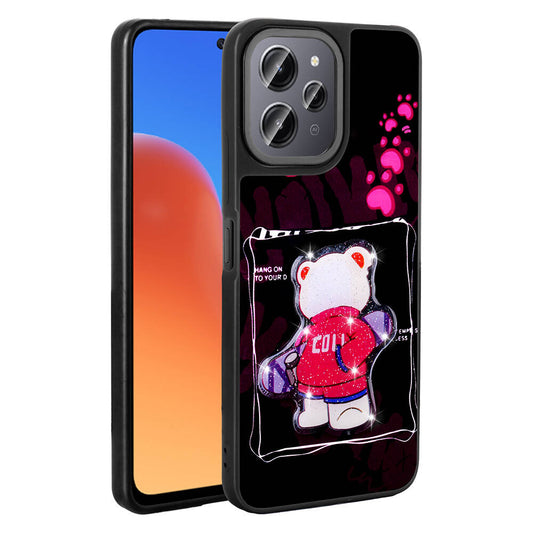 Xiaomi Redmi 12 4G Kılıf Parlayan Kabartmalı İkonik Figürlü Zore Amas Silikon Kapak Beyaz