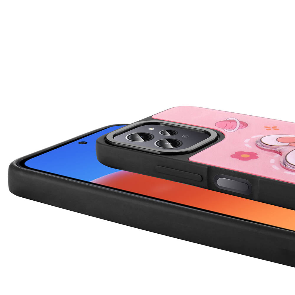 Xiaomi Redmi 12 4G Kılıf Parlayan Kabartmalı İkonik Figürlü Zore Amas Silikon Kapak Siyah