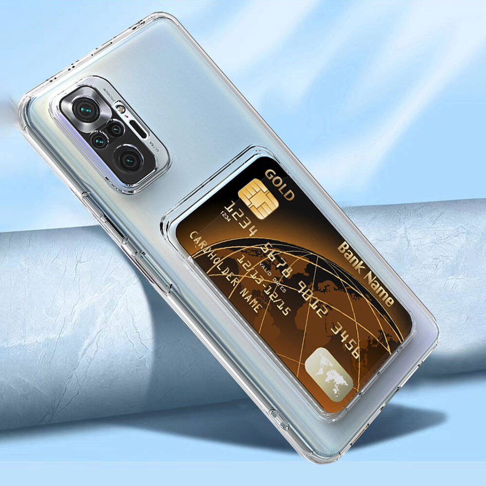 Xiaomi Redmi Note 10 Pro Kılıf Kartlıklı Şeffaf Zore Setra Clear Silikon Kapak Renksiz