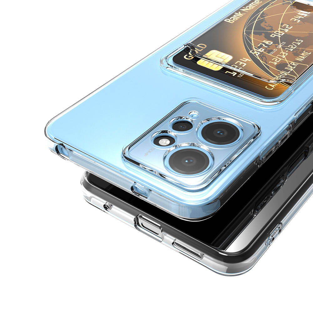 Xiaomi Redmi Note 12 5G Kılıf Kartlıklı Şeffaf Zore Setra Clear Silikon Kapak Renksiz