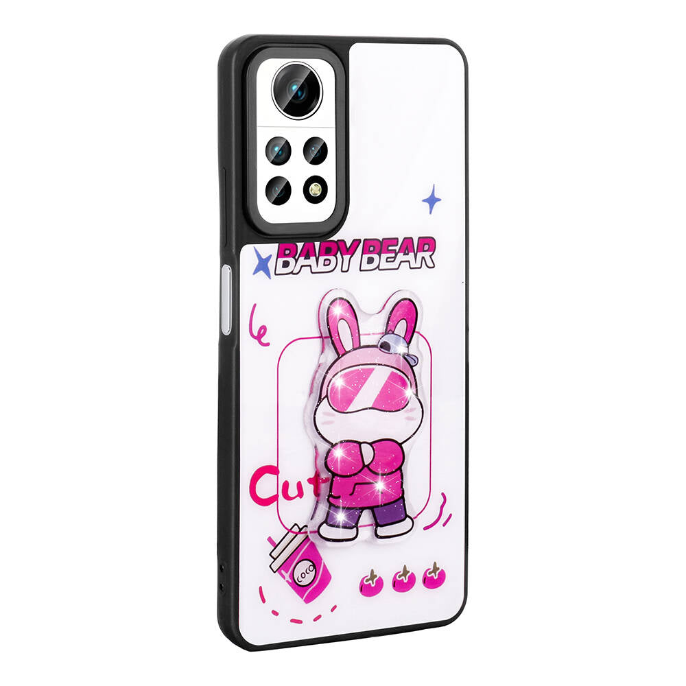 Xiaomi Redmi Note 12 Pro 4G Kılıf Parlayan Kabartmalı İkonik Figürlü Zore Amas Silikon Kapak Mor