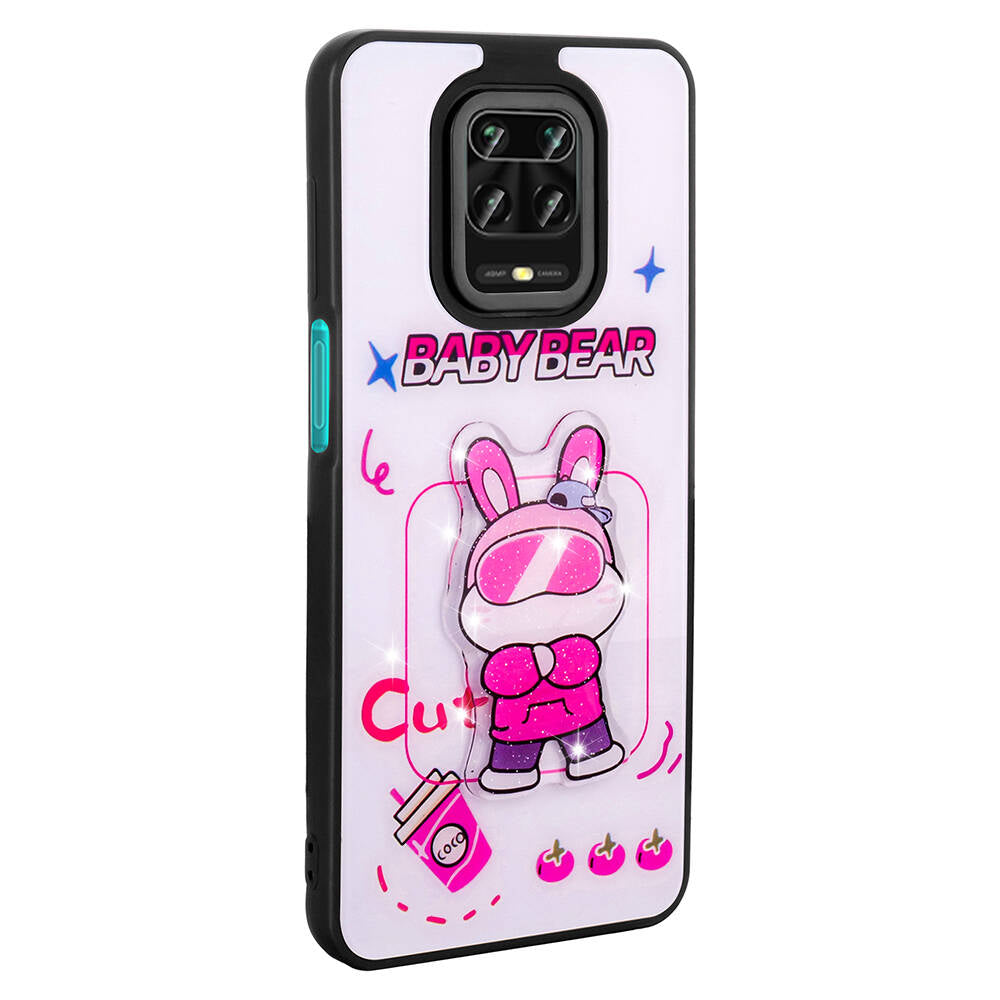 Xiaomi Redmi Note 9S Kılıf Parlayan Kabartmalı İkonik Figürlü Zore Amas Silikon Kapak Beyaz