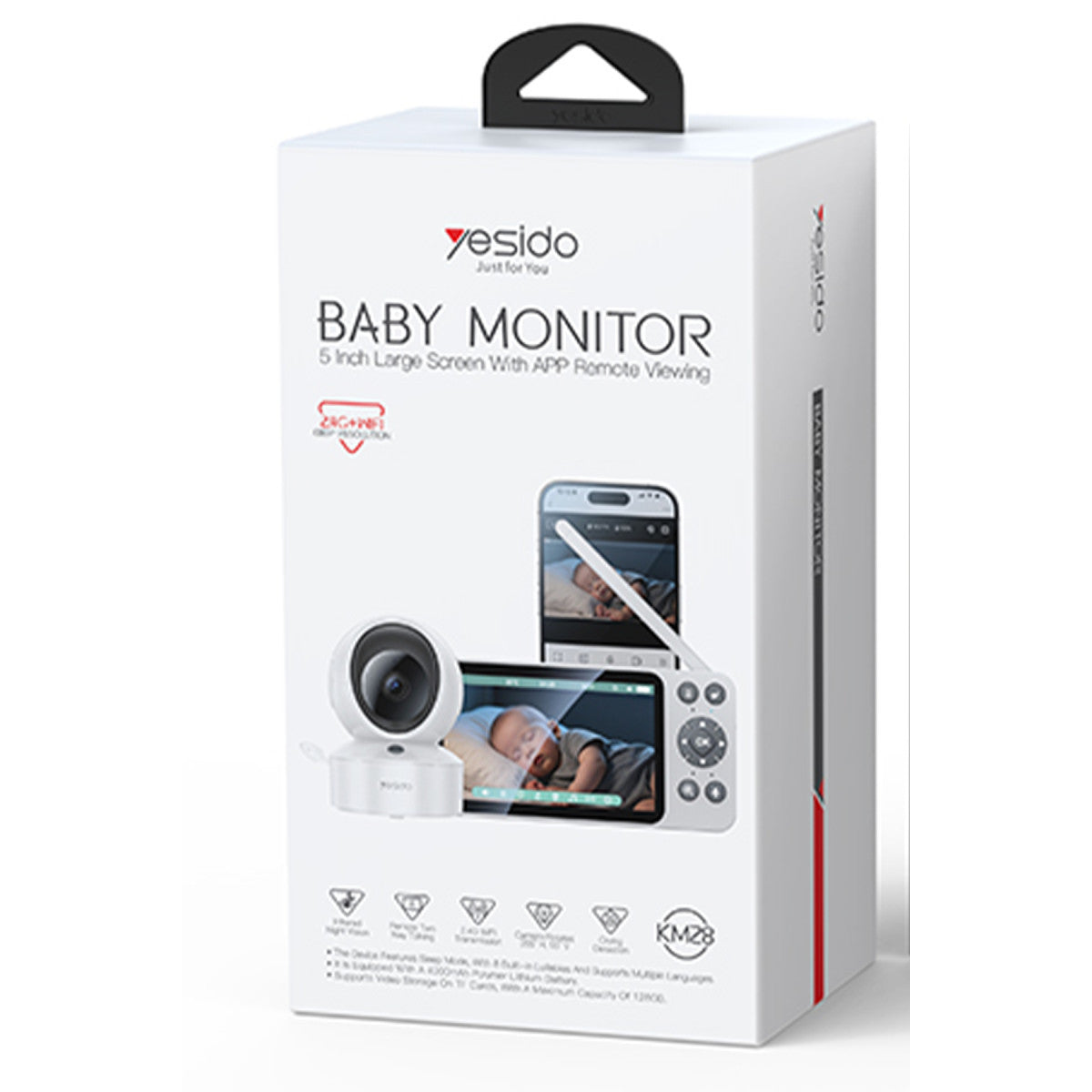 Yesido KM28 Ağlama Tespit ve Gece Görüş Özellikli 1080P Wifi Monitörlü Akıllı Bebek Takip Kamerası