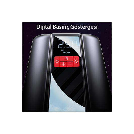 Yesido VC04 Çok Fonksiyonlu Dijital Göstergeli 4.000 mAh Bataryalı Kablosuz Hava Kompresörü