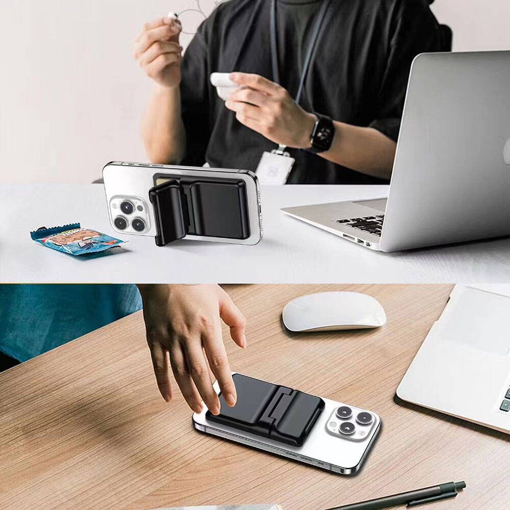 Zore CRD-05 Sade Tasarımlı 2 Hazneli PU Magnetik Standlı Kartlık Siyah