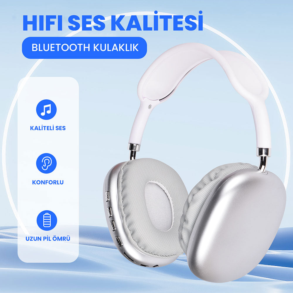 Zore P9 Hi-Fi Ses Kalitesi Ayarlanabilir ve Katlanabilir Kulak Üstü Bluetooth Kulaklık Siyah