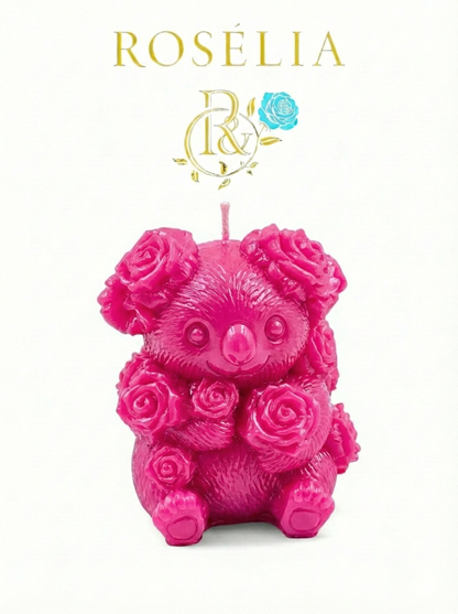 Koala ve Çiçek Detaylı Valentine Collection Dekoratif Mum - Sevgililer Günü | Rosélia