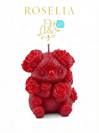 Koala ve Çiçek Detaylı Valentine Collection Dekoratif Mum - Sevgililer Günü | Rosélia