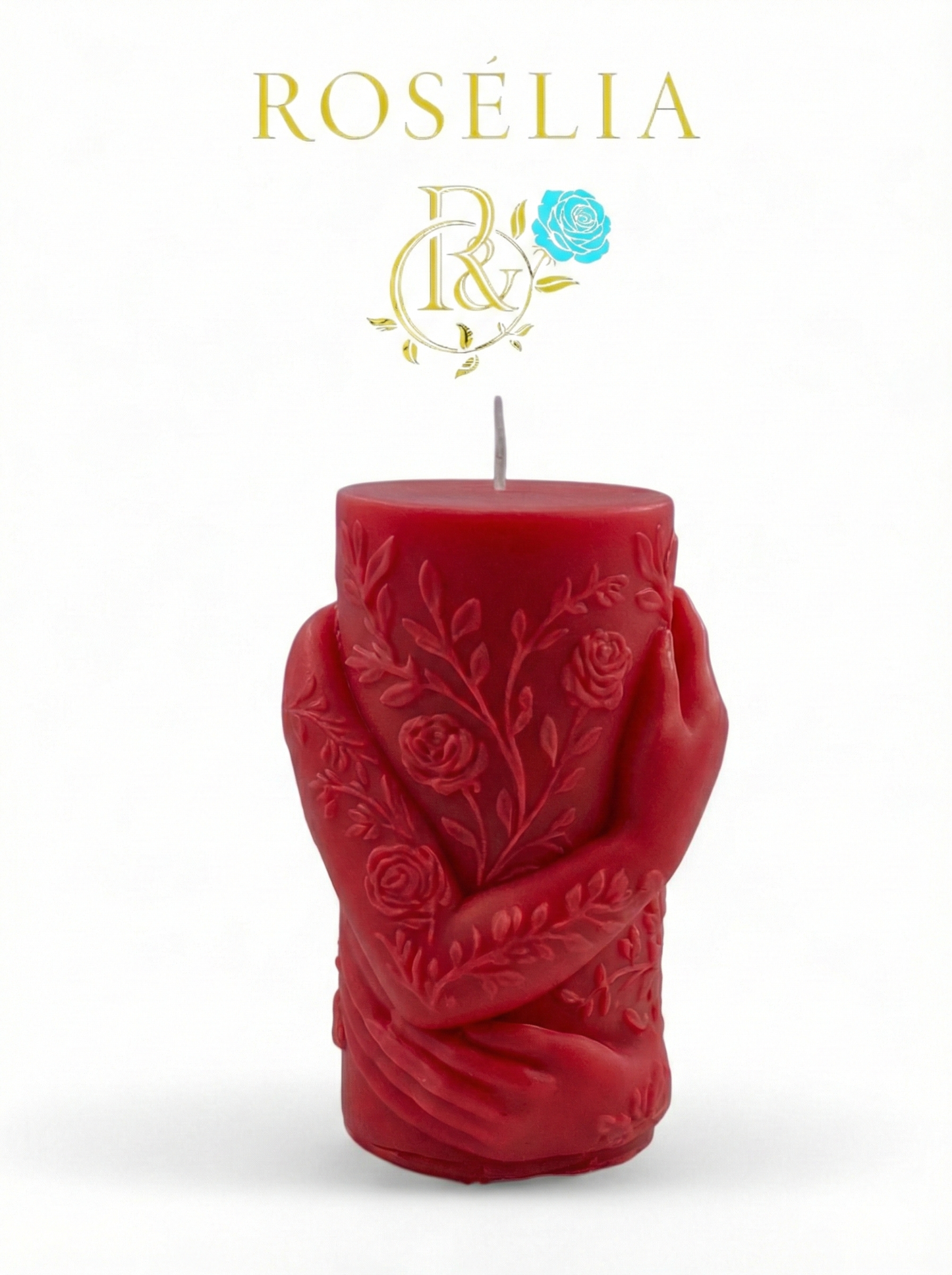 Sonsuz Kucaklaşma Çiçek Detaylı Valentine Collection Dekoratif Mum - Sevgililer Günü | Rosélia