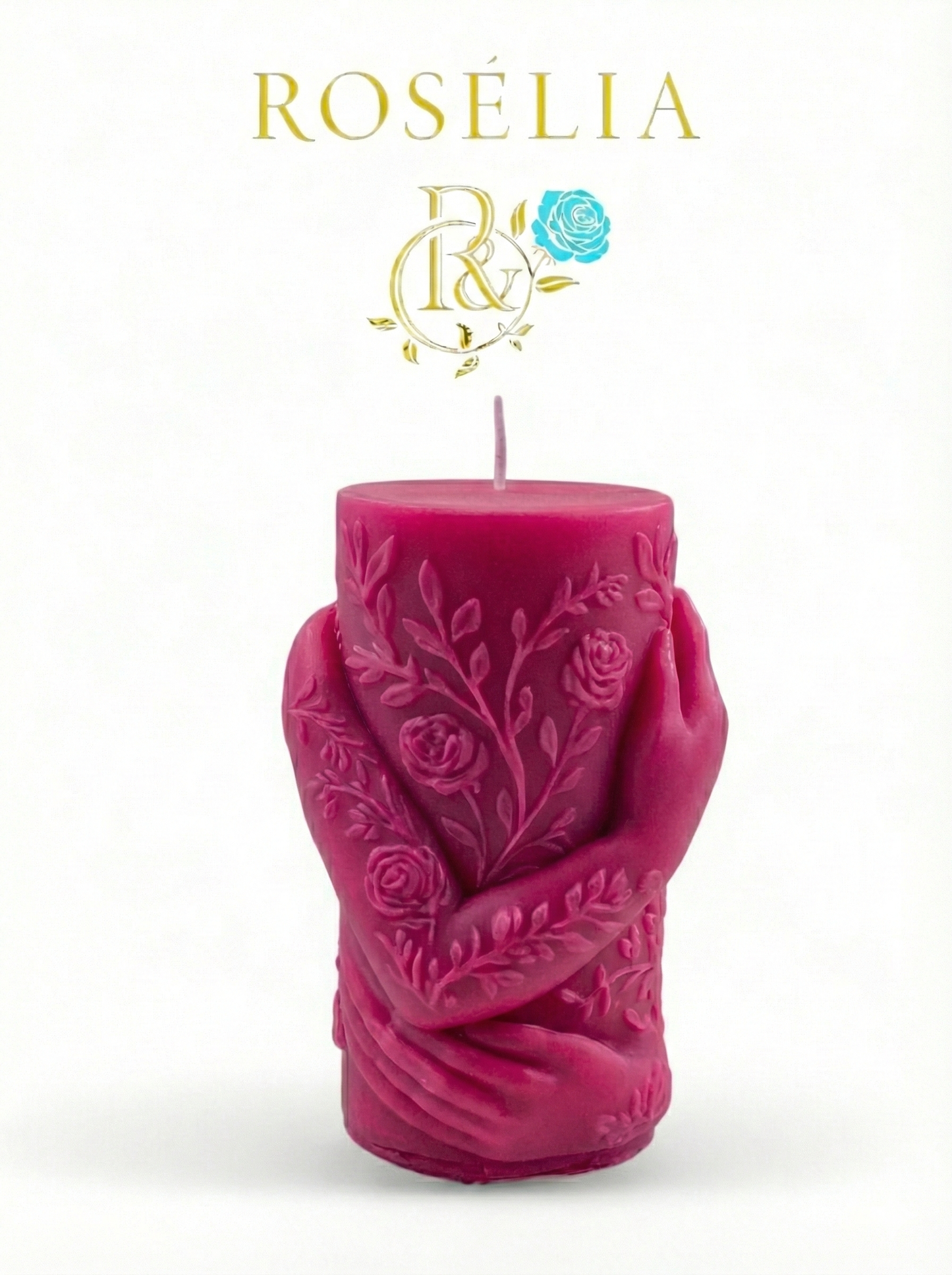 Sonsuz Kucaklaşma Çiçek Detaylı Valentine Collection Dekoratif Mum - Sevgililer Günü | Rosélia