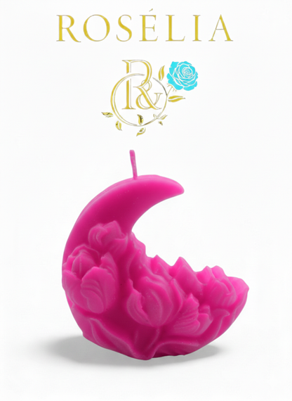 Lale Detaylı Ay Dekoratif Mum | Rosélia