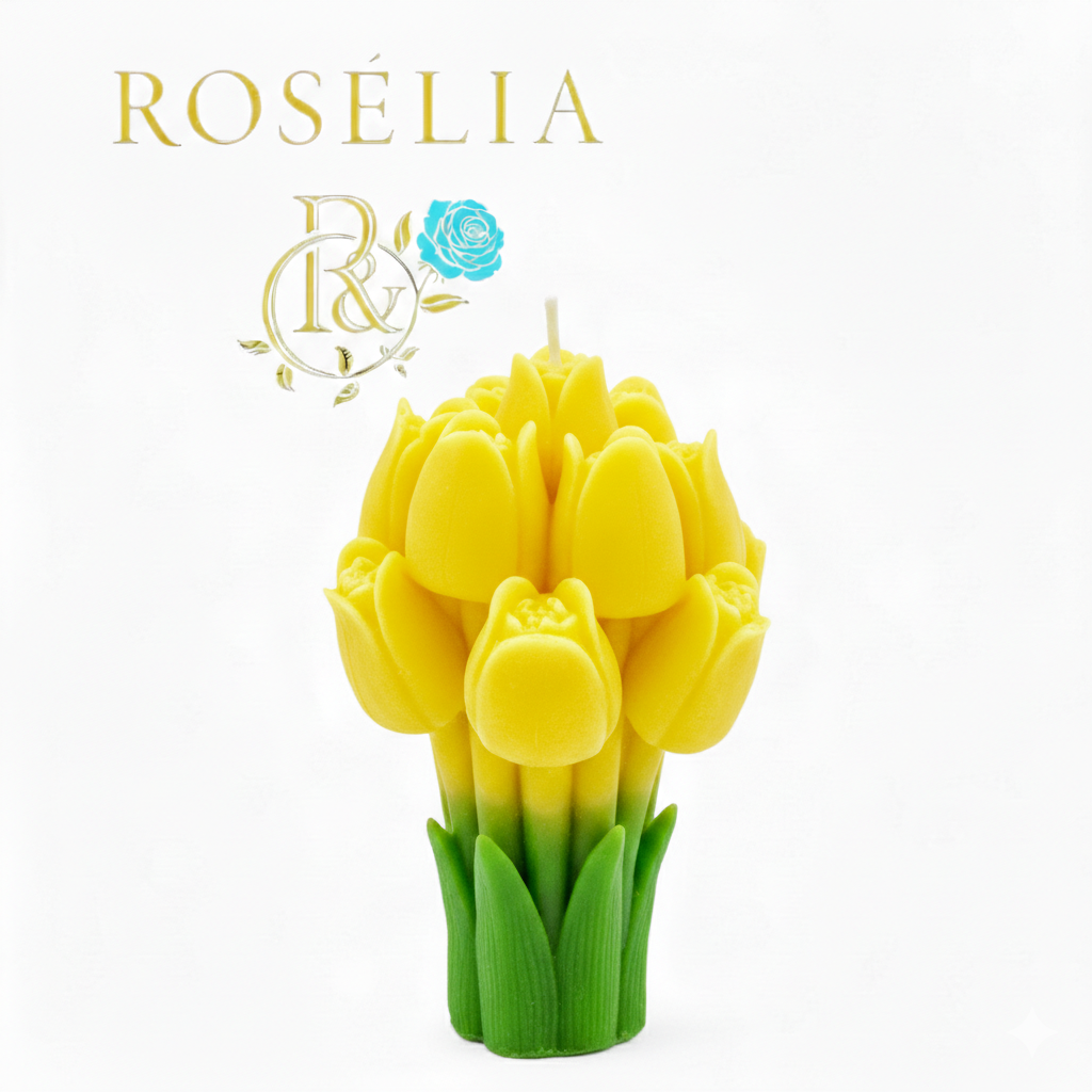 Lale Buketi Çiçek Tasarımlı Dekoratif Mum | Rosélia