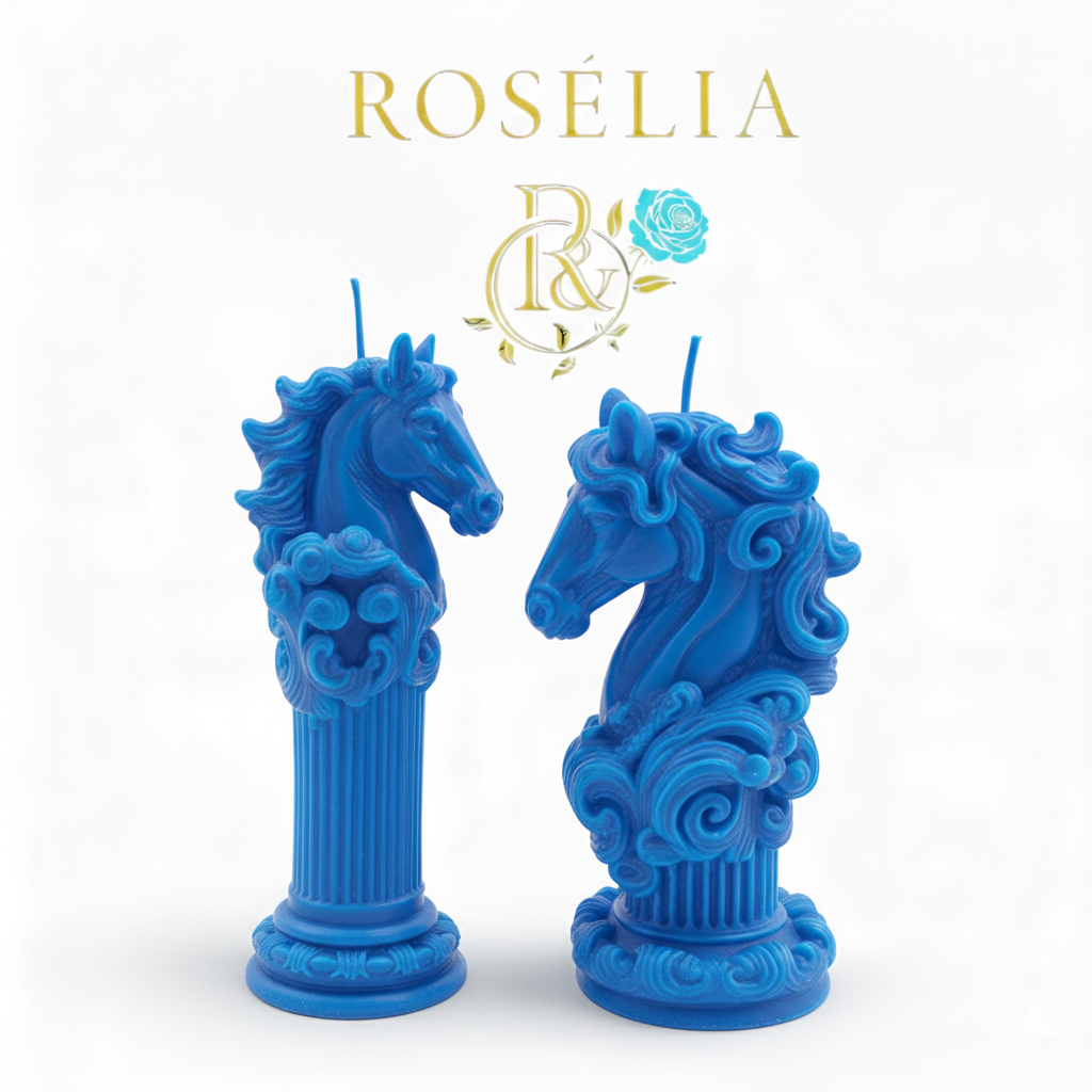 Strateji ve Gücün Mitolojik Dansı - At Figürleri Dekoratif Mum | Rosélia