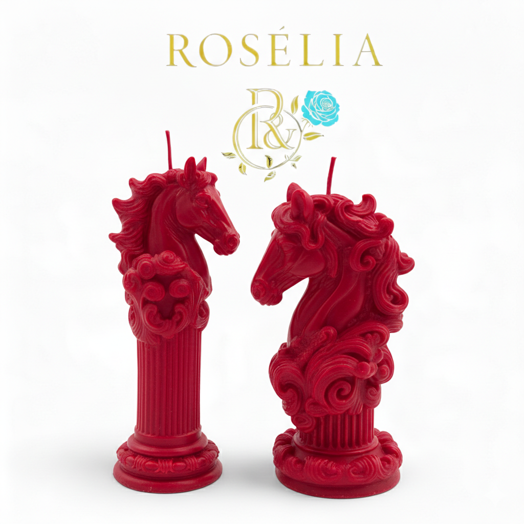 Strateji ve Gücün Mitolojik Dansı - At Figürleri Dekoratif Mum | Rosélia