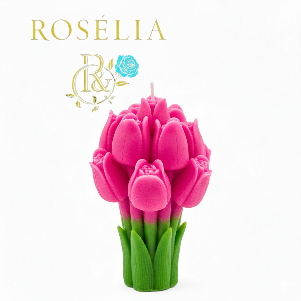 Lale Buketi Çiçek Tasarımlı Dekoratif Mum | Rosélia