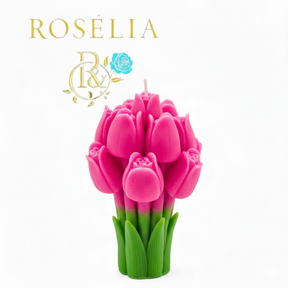 Lale Buketi Çiçek Tasarımlı Dekoratif Mum | Rosélia