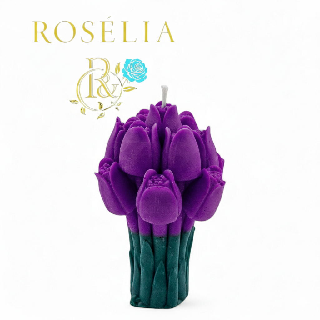 Lale Buketi Çiçek Tasarımlı Dekoratif Mum | Rosélia