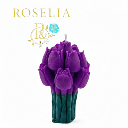 Lale Buketi Çiçek Tasarımlı Dekoratif Mum | Rosélia