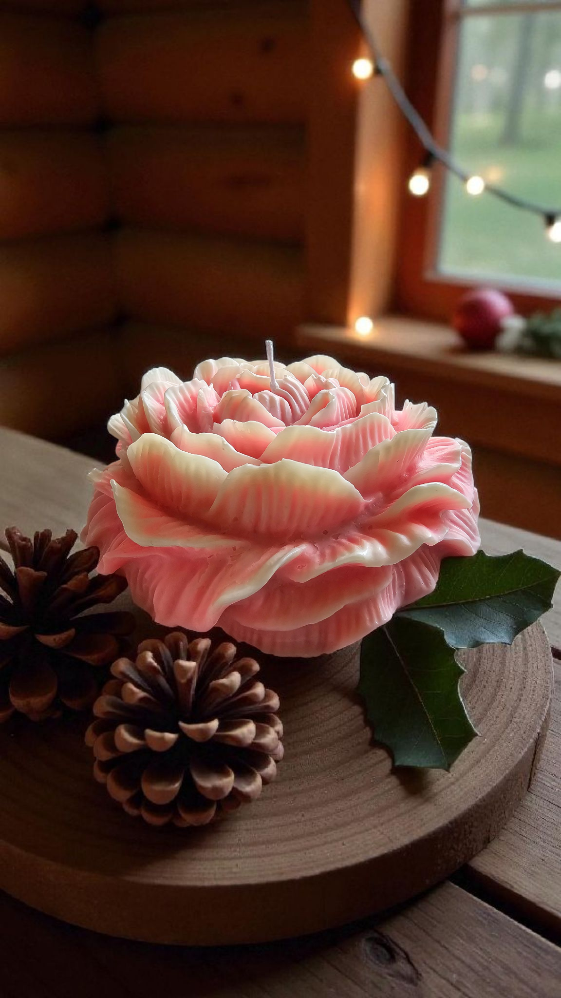 Rosélia Şakayık Çiçek Mumu - Büyük Mum