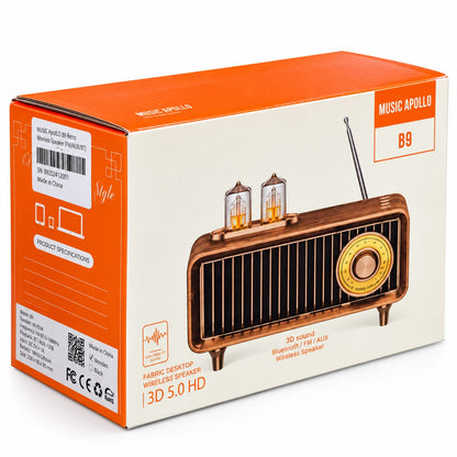 Music Apollo B9 Nostalji Radyo Kablosuz Hoparlör - Speaker (Kahverengi) NT-119323