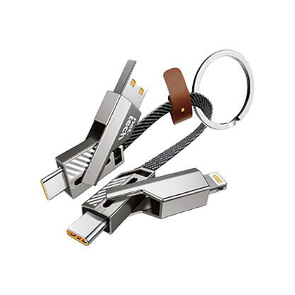 Nettech NT-DC44 4 in 1 60W İp Örgü USB To Micro + Lightning + Type-C Şarj ve Data Kablosu (Gri) NT-108315