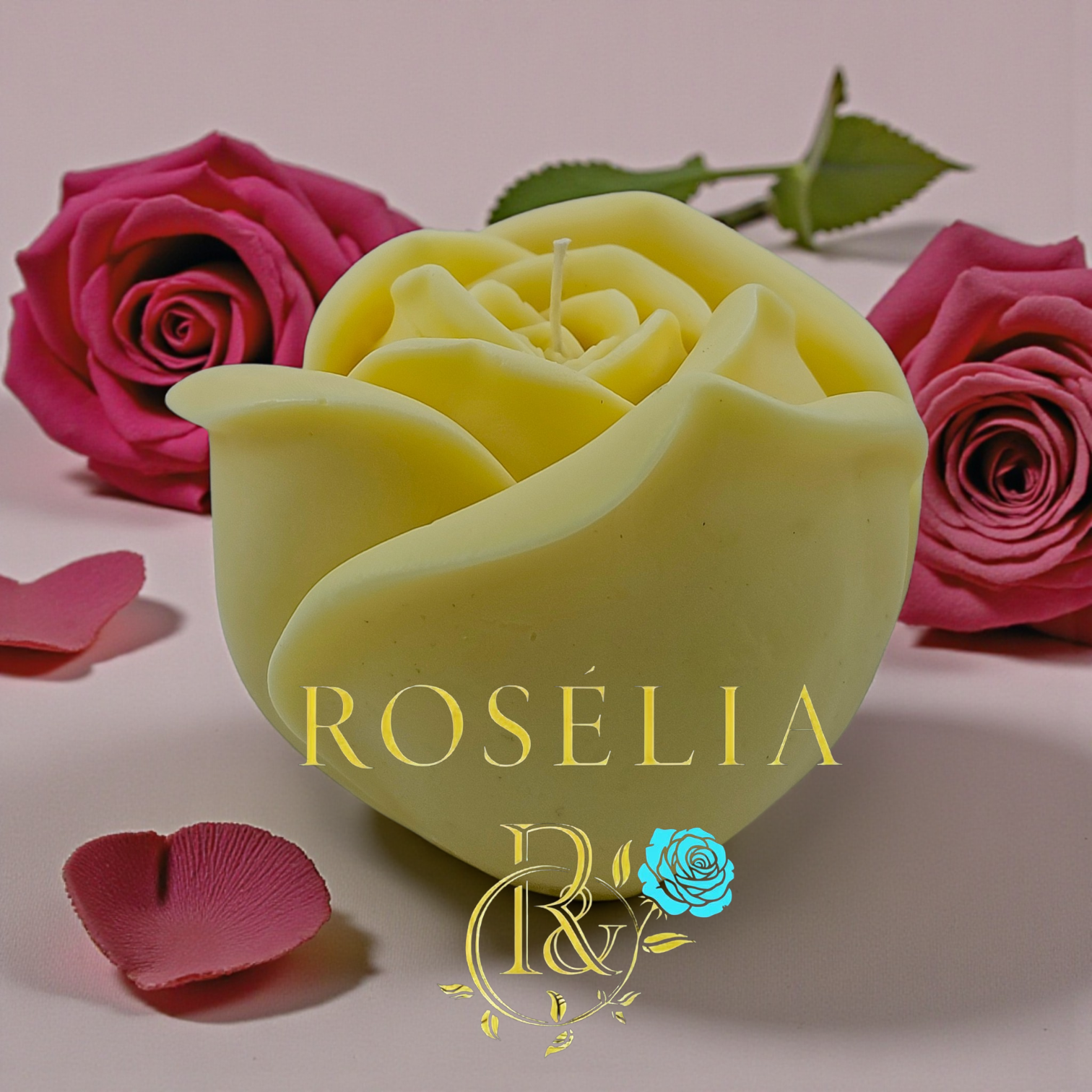 Büyük Gül Çiçek Serisi Dekoratif Mum | Rosélia