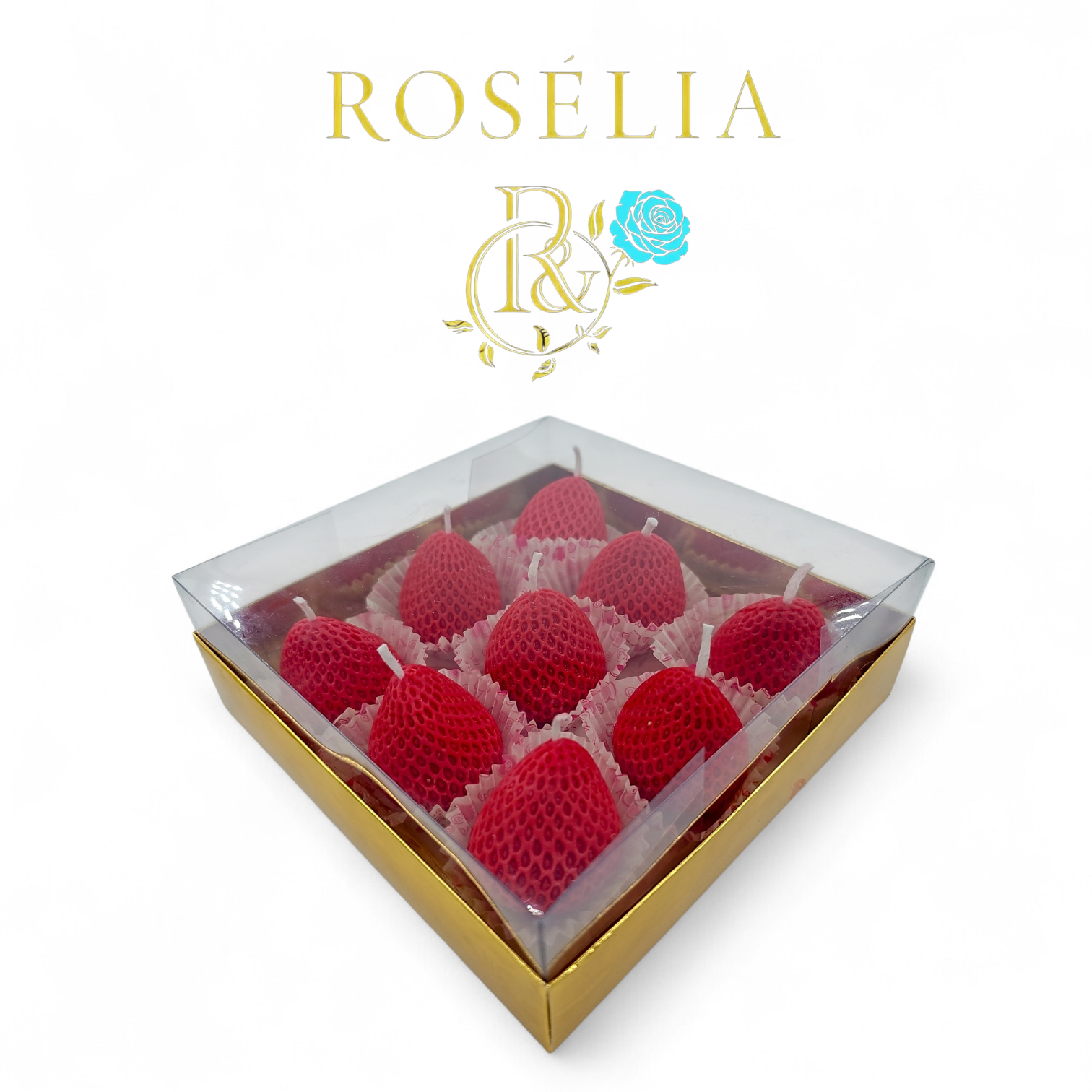 9'lu Çilek Gurme Serisi Dekoratif Mum | Rosélia