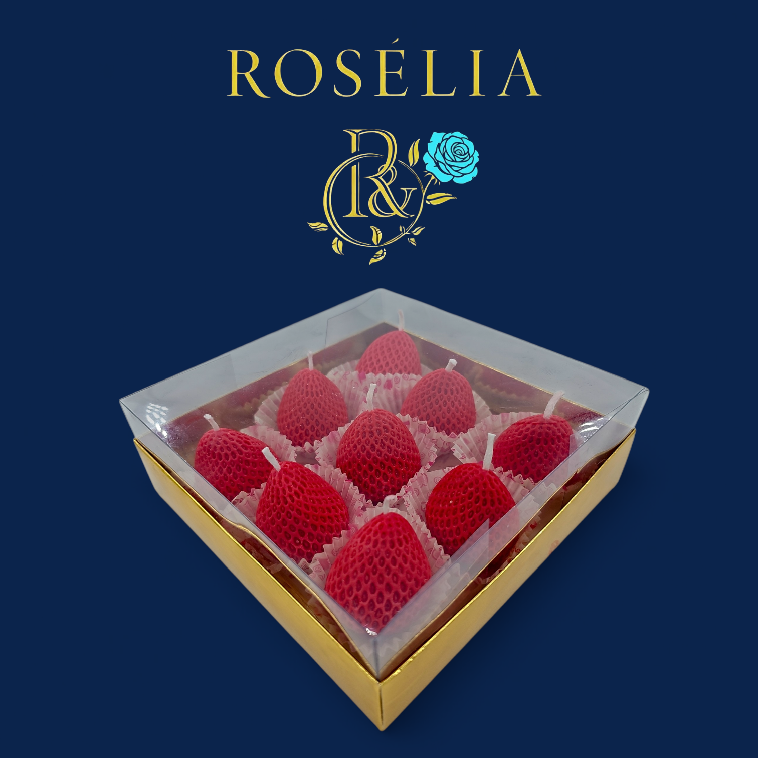 9'lu Çilek Gurme Serisi Dekoratif Mum | Rosélia