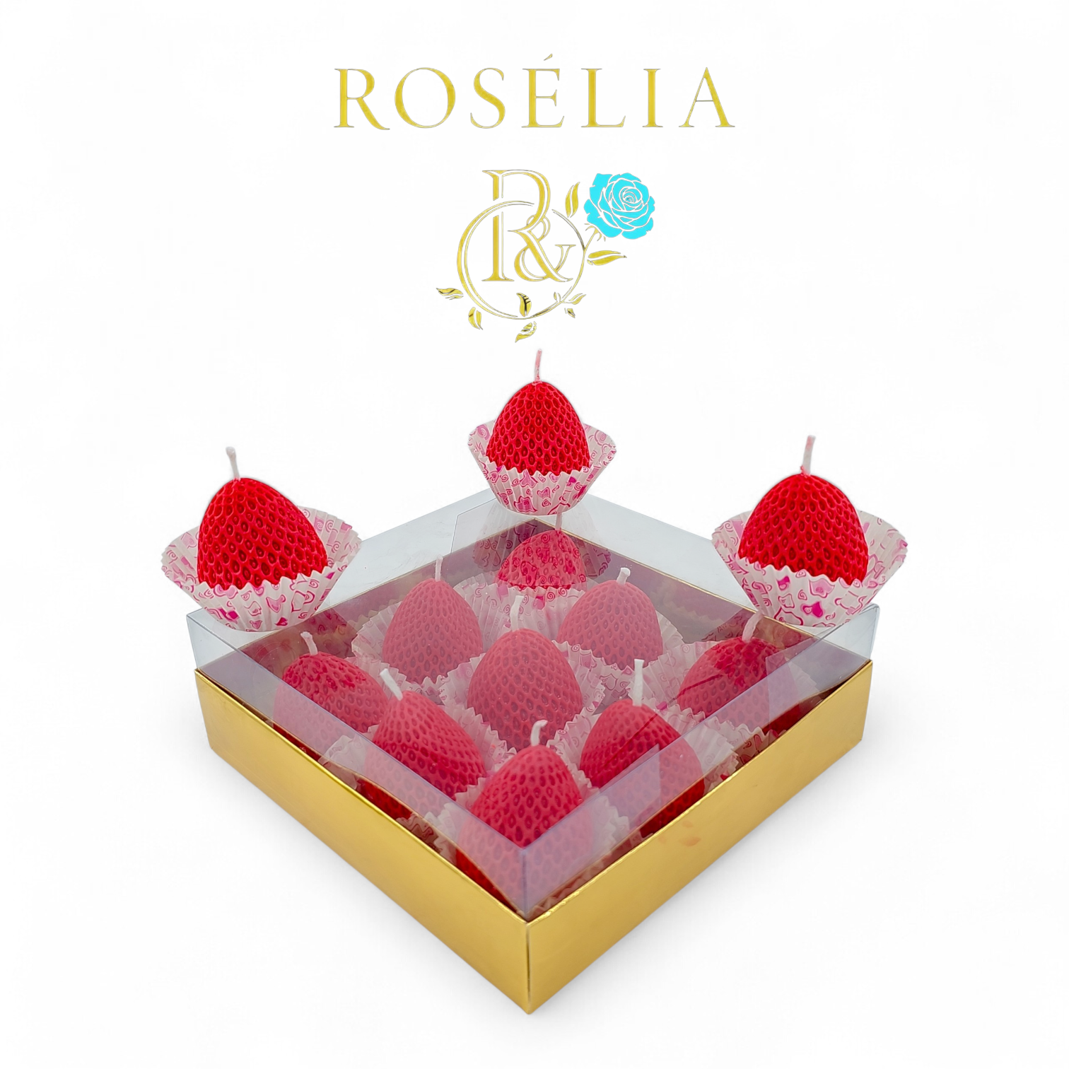 9'lu Çilek Gurme Serisi Dekoratif Mum | Rosélia