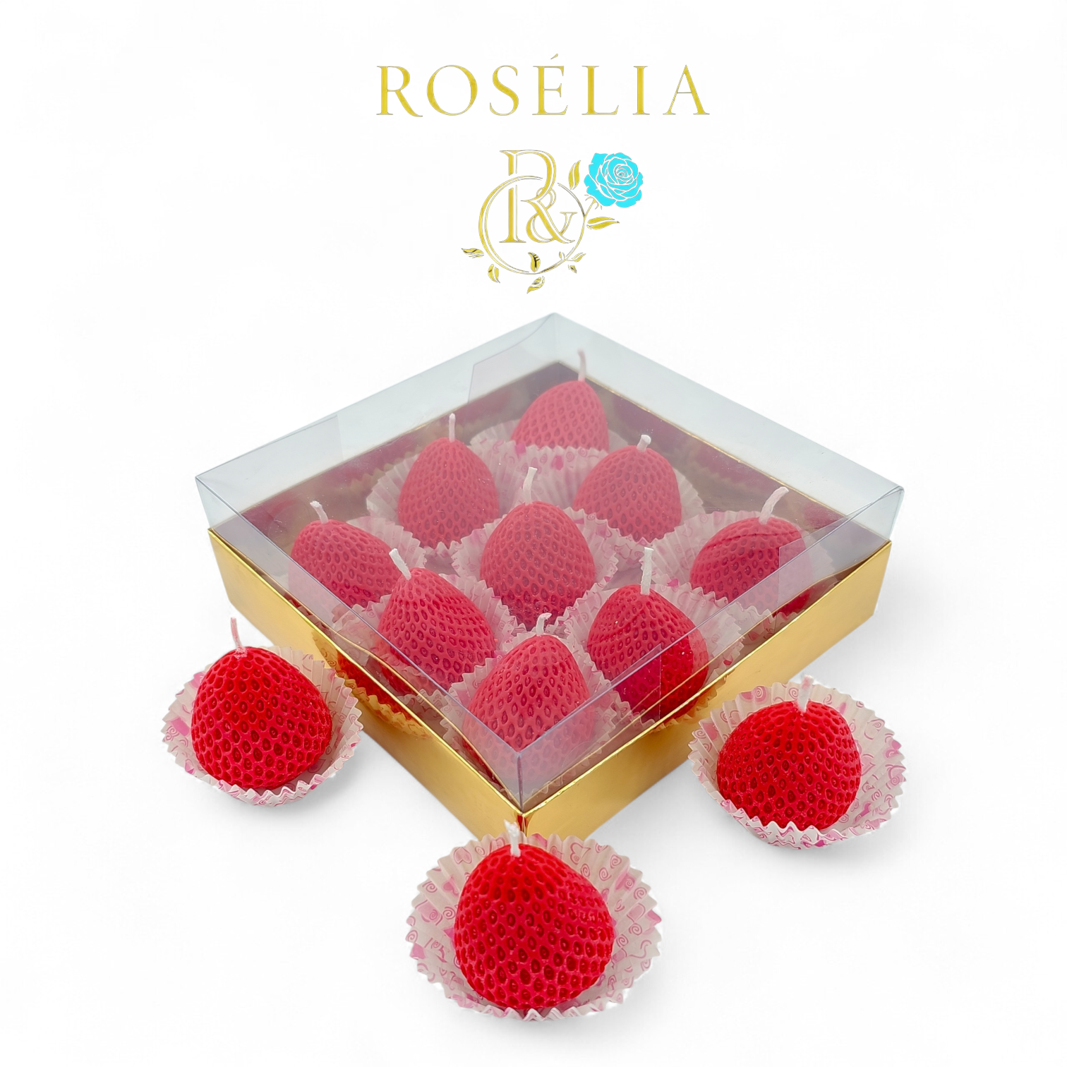 9'lu Çilek Gurme Serisi Dekoratif Mum | Rosélia