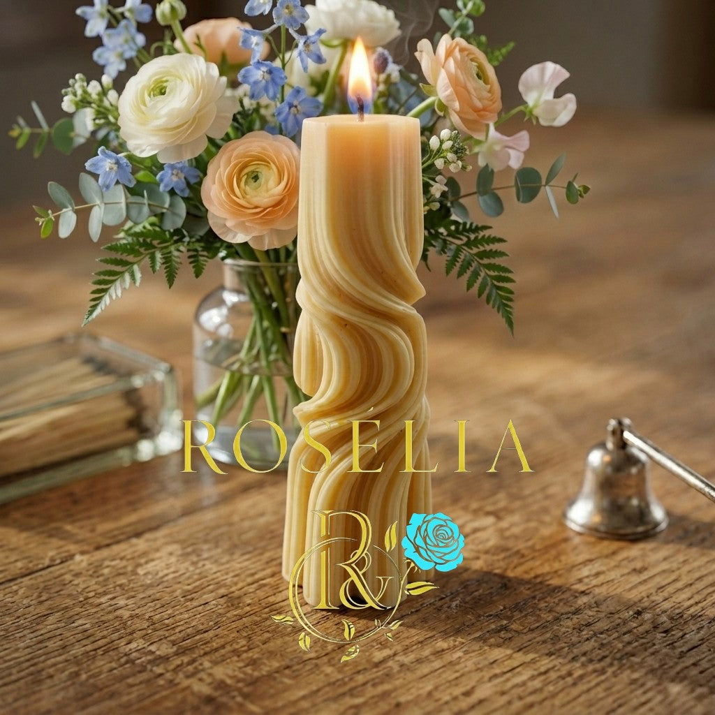Estetik Kıvrımlar Dekoratif Mum: Rosélia 🪐