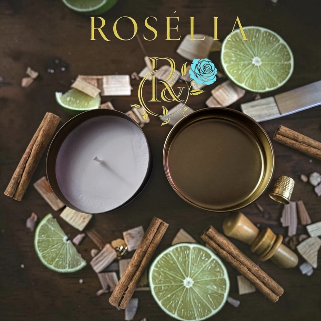 Rosélia Doğal Sinek Kovucu Teneke Kutu Mum – Citronella, Lime & Geranium