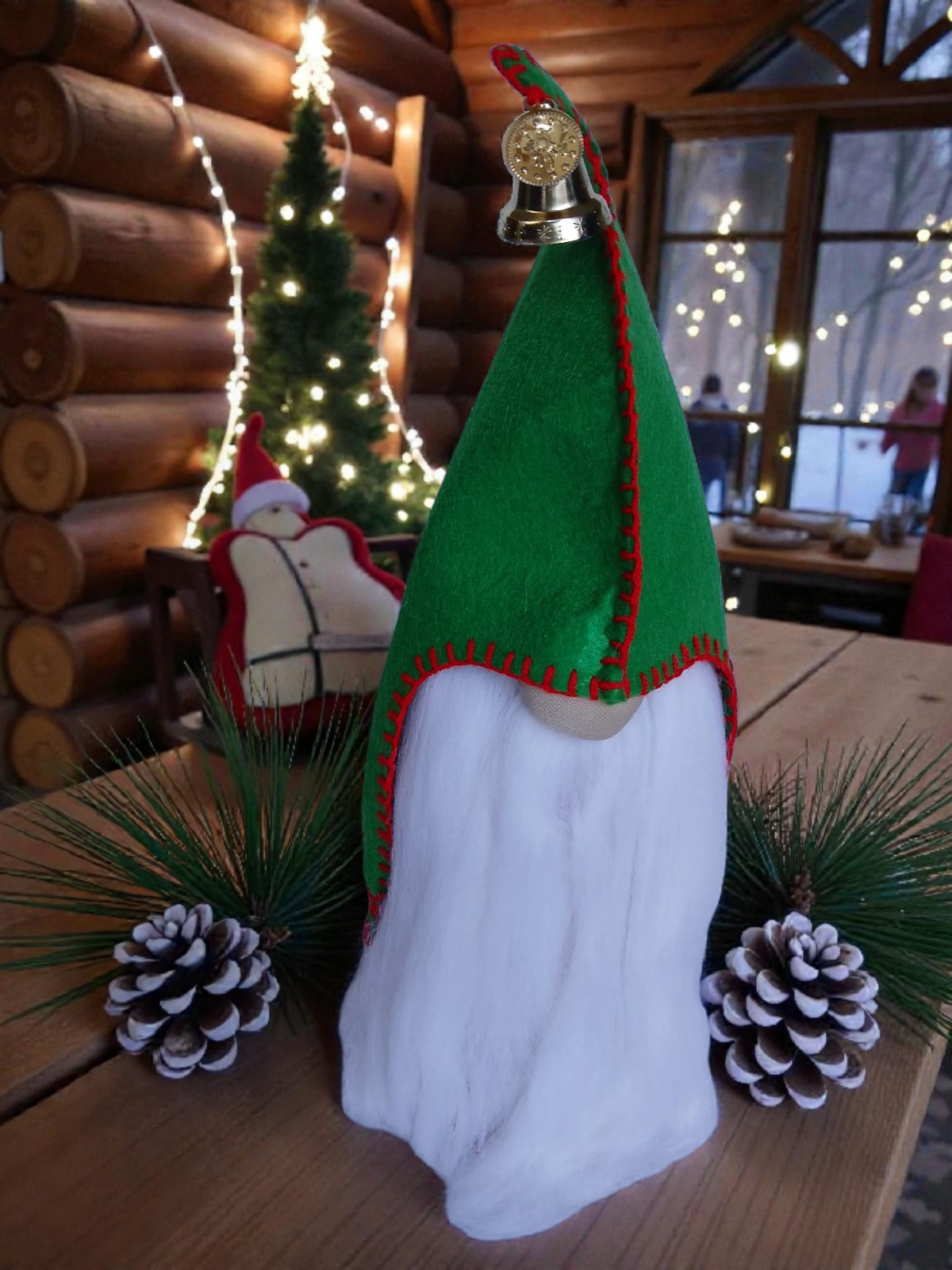 Uzun Beyaz Sakallı Çanlı Cüce - Gnome 31 cm