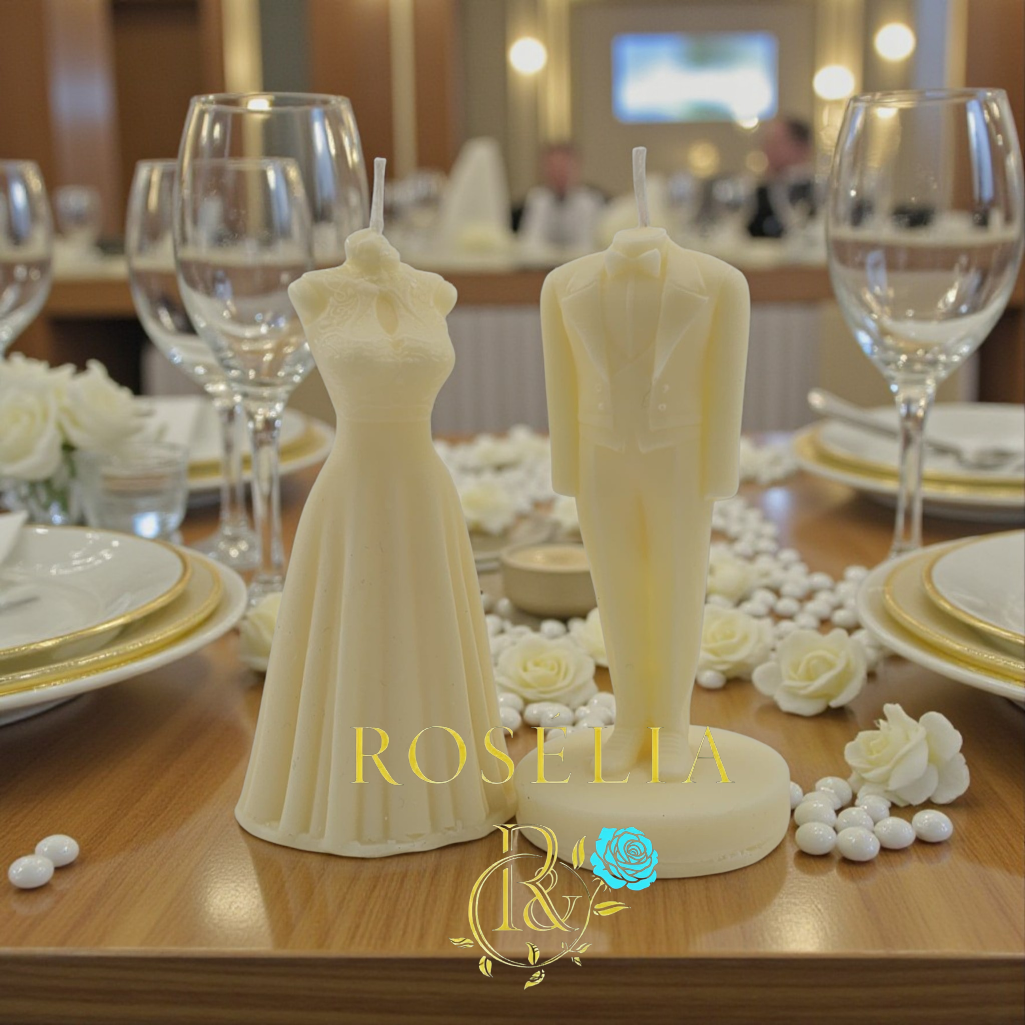 Gelin Damat Figür Tasarımı Dekoratif Mum | Rosélia