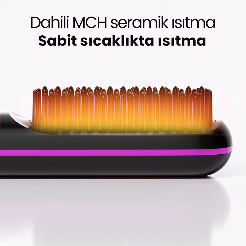 PLUZZ Saç Şekillendirici Fön Tarağı Şarjlı ve Taşınabilir İyonik ve Düzleştirici