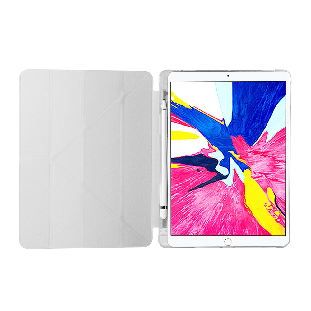 Apple iPad 10.2 2021 (9.Nesil) Kılıf Zore Tri Folding Kalem Bölmeli Standlı Kılıf Mor