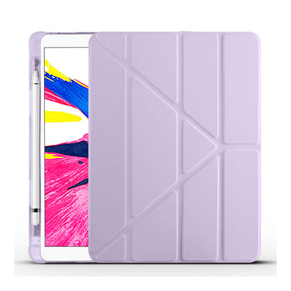 Apple iPad 10.2 (8.Nesil) Kılıf Zore Tri Folding Kalem Bölmeli Standlı Kılıf Lila