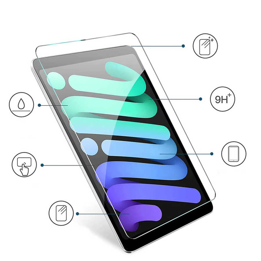 Apple iPad 10.9 2022 (10.Nesil) Zore 5in1 Tablet Temperli Cam Ekran Koruyucu Renksiz