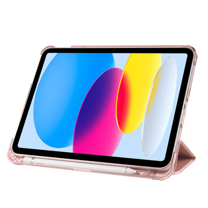 Apple iPad Air 10.9 2022 (10.Nesil) Zore Smart Cover Kalem Bölmeli Standlı 1-1 Kılıf Koyu Pembe