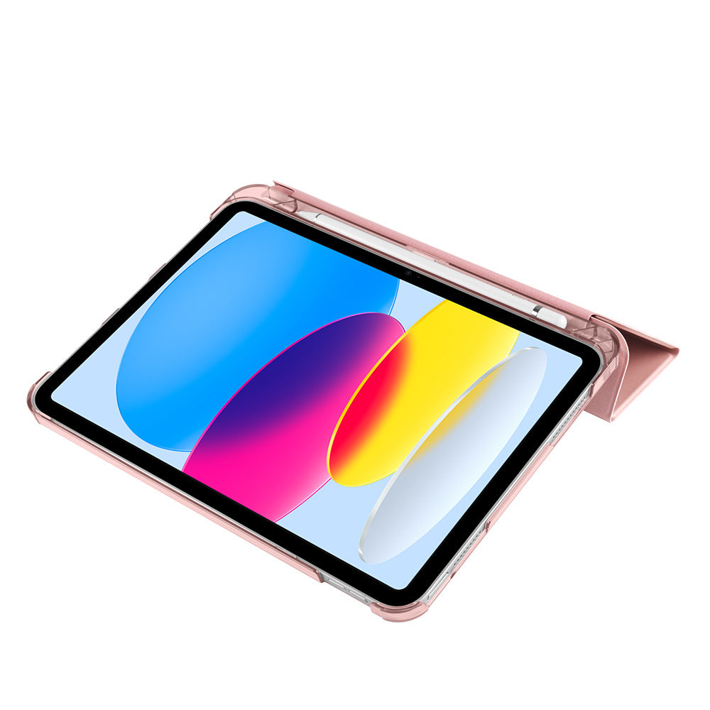 Apple iPad Air 10.9 2022 (10.Nesil) Zore Smart Cover Kalem Bölmeli Standlı 1-1 Kılıf Koyu Pembe