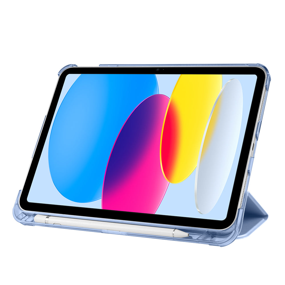 Apple iPad Air 10.9 2022 (10.Nesil) Zore Smart Cover Kalem Bölmeli Standlı 1-1 Kılıf Koyu Pembe