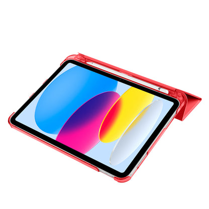 Apple iPad Air 10.9 2022 (10.Nesil) Zore Smart Cover Kalem Bölmeli Standlı 1-1 Kılıf Koyu Pembe