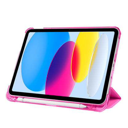 Apple iPad Air 10.9 2022 (10.Nesil) Zore Smart Cover Kalem Bölmeli Standlı 1-1 Kılıf Koyu Pembe