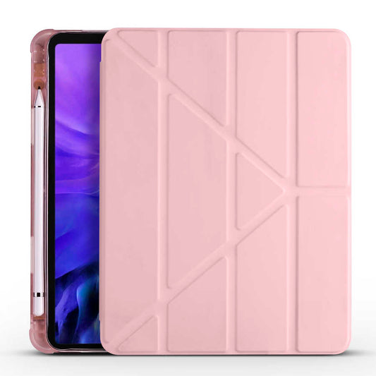 Apple iPad Air 10.9 2022 (5.Nesil) Kılıf Zore Tri Folding Kalem Bölmeli Standlı Kılıf Rose Gold