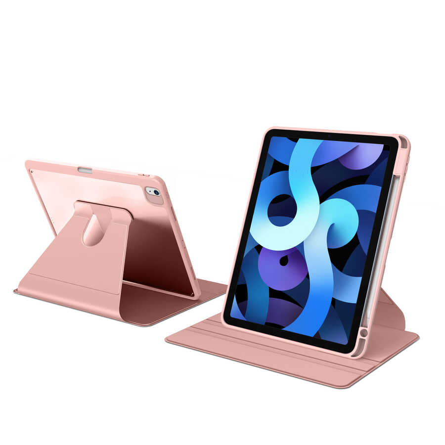 Apple iPad Air 11 2024 Kılıf Zore Nayn Dönebilen Standlı Kılıf Pembe