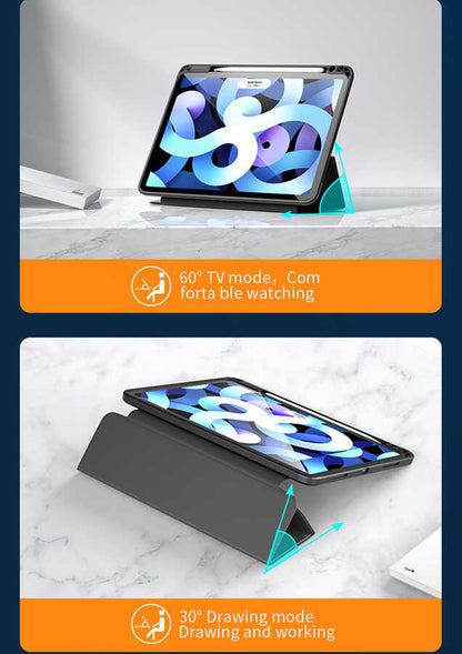 Apple iPad Air 11 2024 Kılıf Zore Nort Arkası Şeffaf Standlı Kılıf Siyah