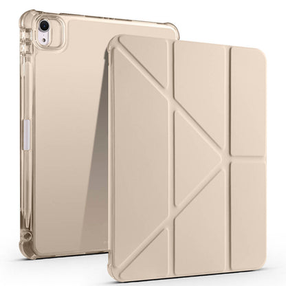 Apple iPad Air 11 2024 Kılıf Zore Tri Folding Kalem Bölmeli Standlı Kılıf Gold