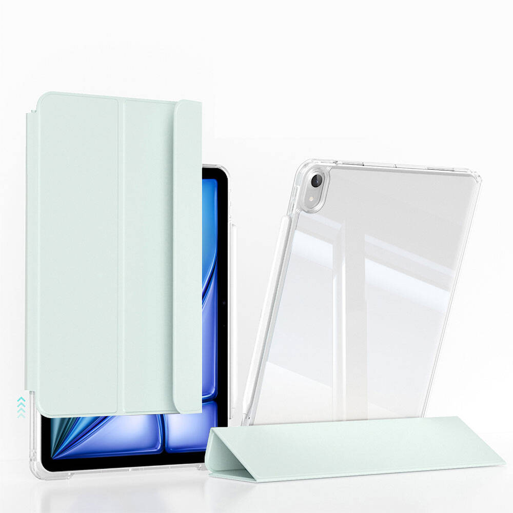 Apple iPad Air 13 2024 Kılıf Magnetik Ayrılabilen Airbagli Zore Sliding Tablet Kılıfı Koyu Yeşil