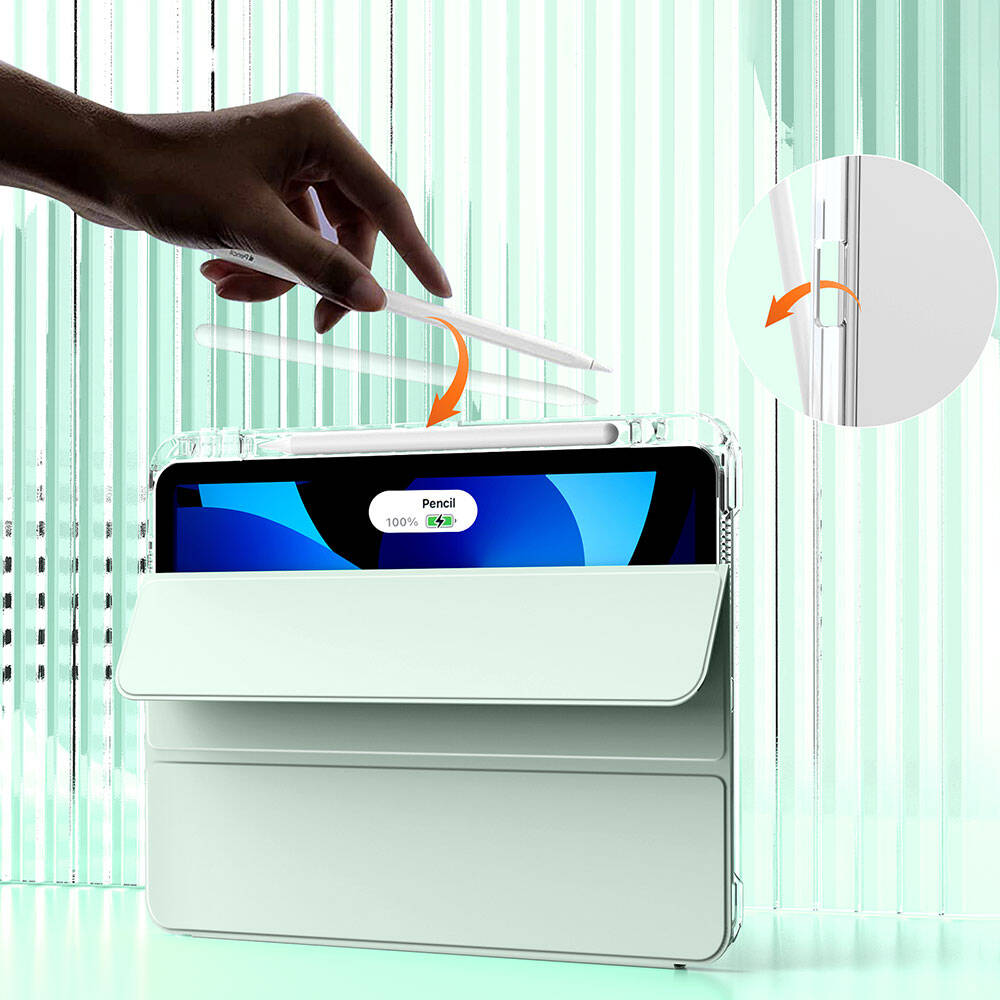 Apple iPad Air 13 2024 Kılıf Magnetik Ayrılabilen Airbagli Zore Sliding Tablet Kılıfı Pembe