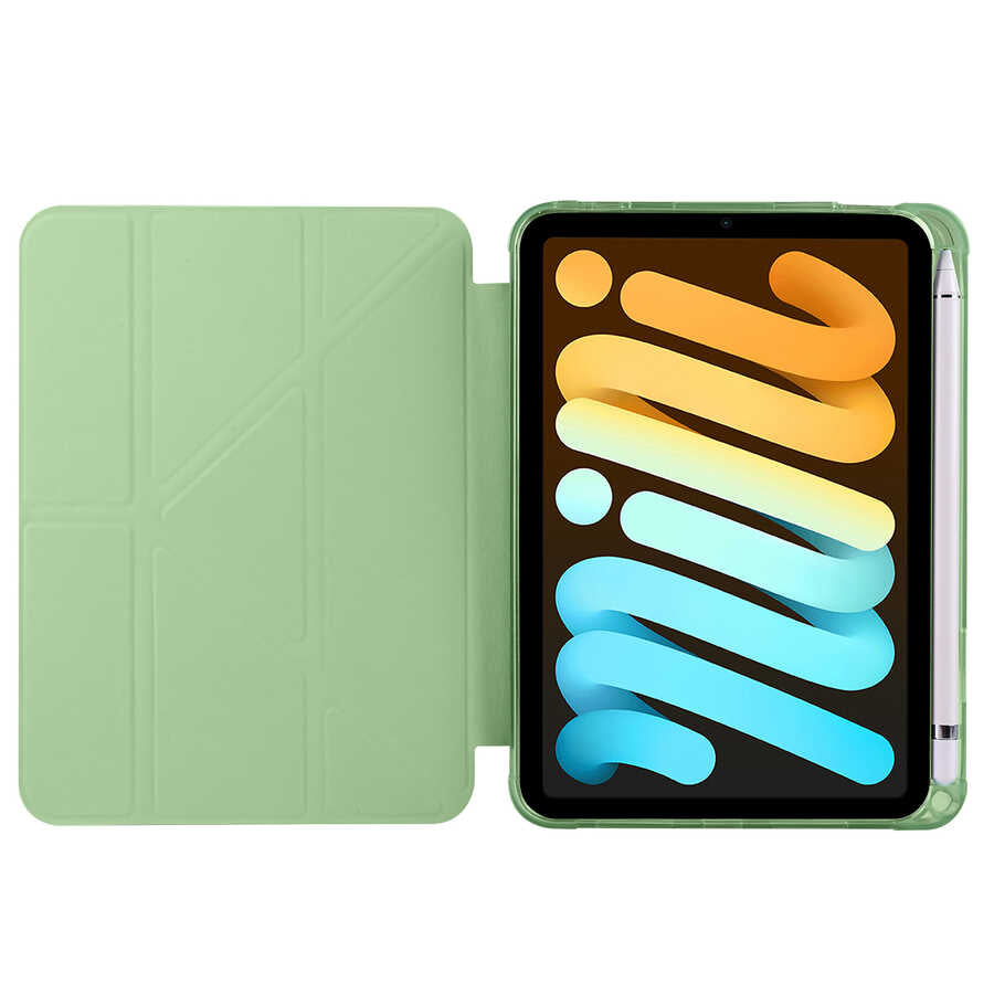 Apple iPad Mini 2021 (6.Nesil) Kılıf Zore Tri Folding Kalem Bölmeli Standlı Kılıf Rose Gold